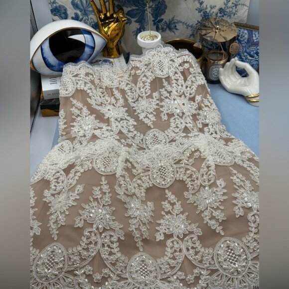 🆕 BRONX & BANCO 🧿 NWOT Maraya Blanc Lace Mini Dress, Sz XL US 10 - Picture 13 of 16